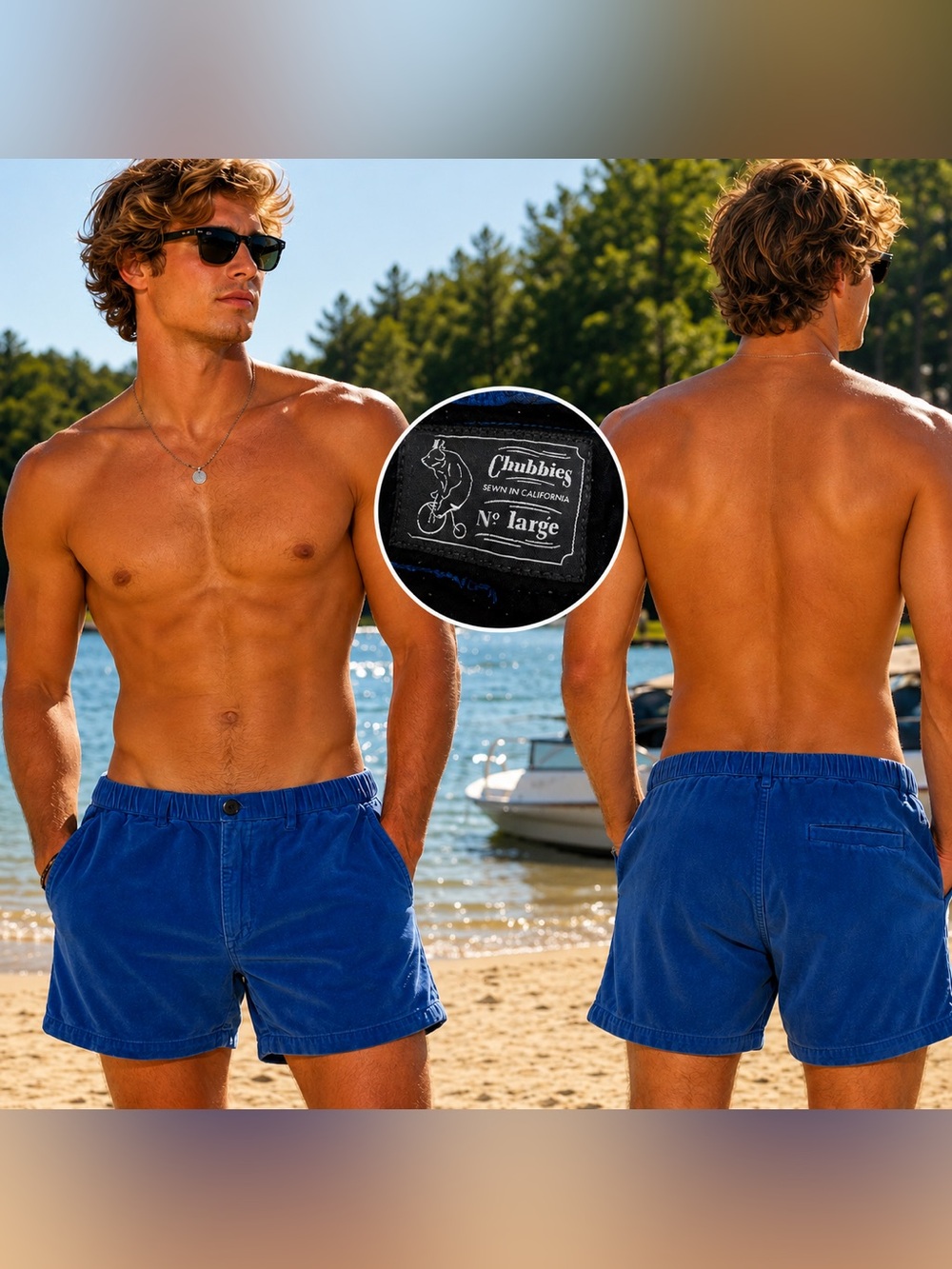 Chubbies Blue Velour Lounge Shorts Men’s Large Retro Velour Casual